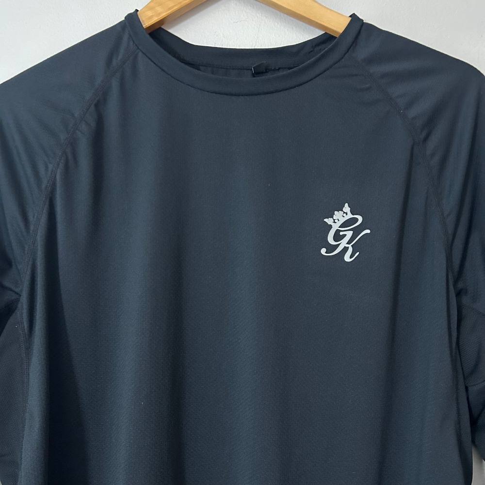 Gym King Athletic Shirt Mens XL Black Long Sleeve Raglan Mesh Performance